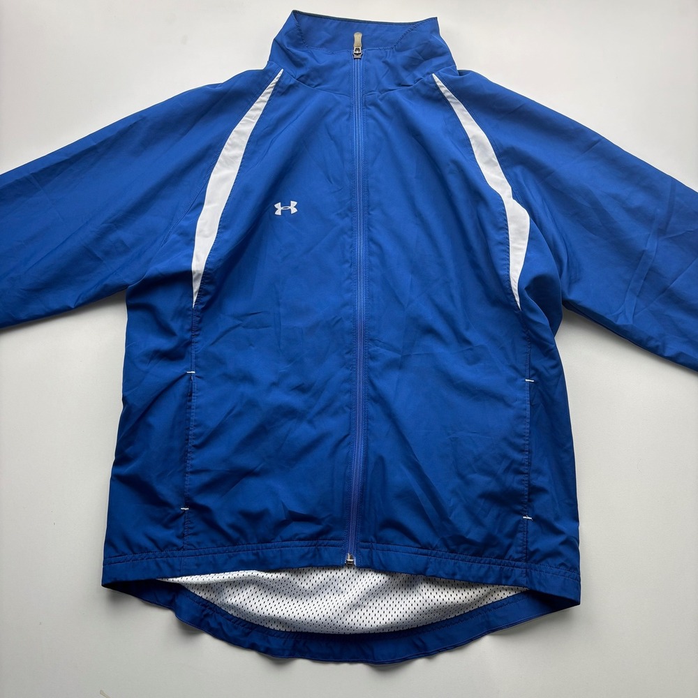 Under Armour Men's Small Blue White Full Zip Lightweight Track‎ Jacket Athletic